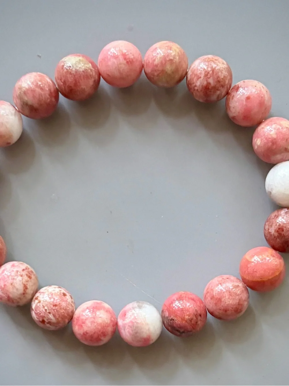 Natural Pink Rhodonite Handcrafted Bead Bracelet